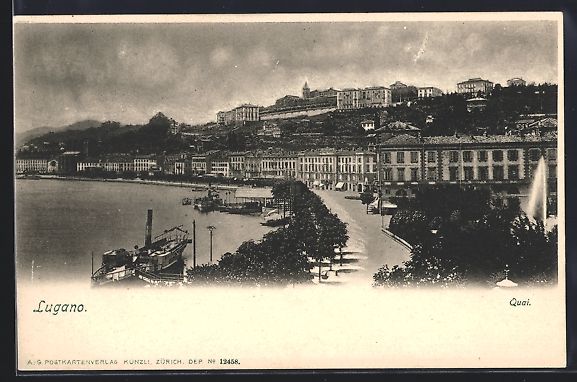 Cartoline postali: AK Lugano, Quai – Usato da Berlin venduto da bartko-reher
