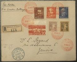 Schweiz 1932 - R-Brief Genève Tour d'Europe