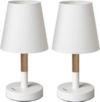 2er Set LED Nachttischlampe aus Holz