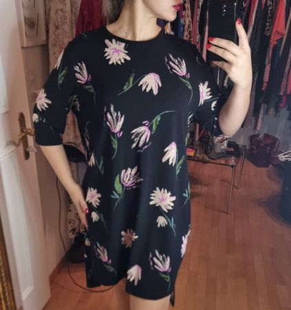 Schwarzes Blumenkleid Gr. XL - Frühling in Sicht! 👗🌺