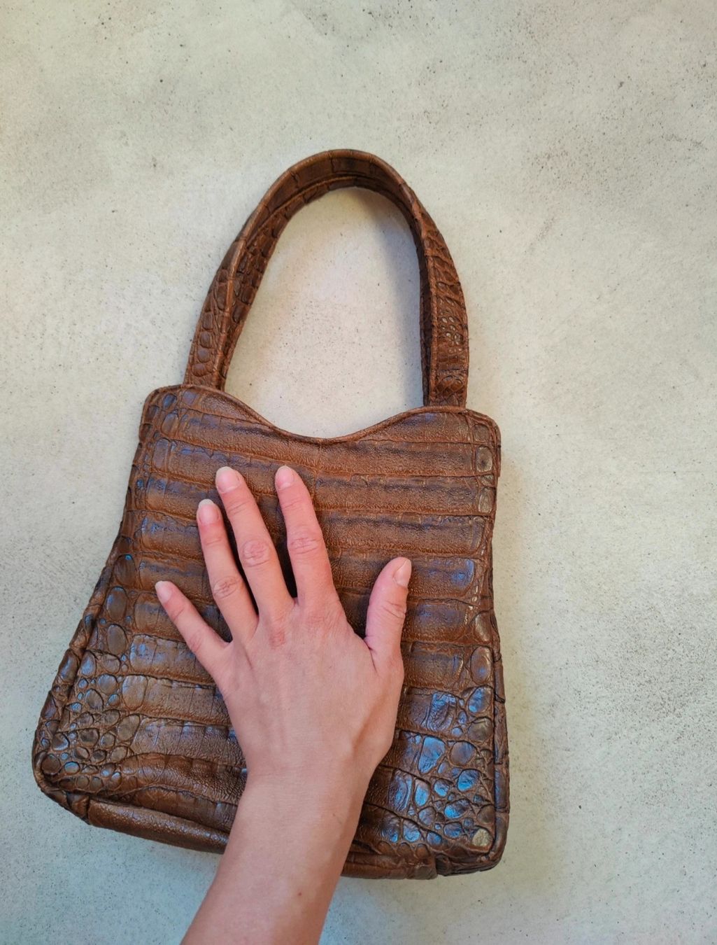 Taschen für Damen: Vintage Brown Mock Croc Tote Bag – Neu (gemäss Beschreibung) aus La Tour-de-Peilz von dAutrefois 6
