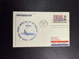 Swissair Erstflugbrief New York - Genf 1973