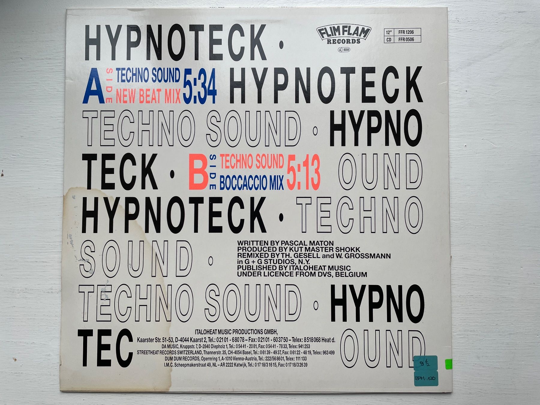 Dischi in vinile: Hypnoteck - Techno Sound - 12" Maxi, 1989 – Usato da Zürich venduto da Andy_t71 1