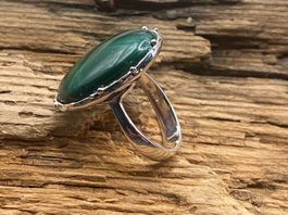 Statement Ring mit Malachit, Gr.56