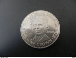 Isle of Man 1 Crown 1980 - Queen Elizabeth the Queen Mother