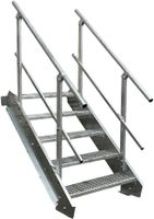 Stahltreppe 5 Stufen B150cm + Geländer