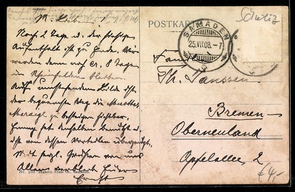 Ansichtskarten: AK Celerina, Blick zum Ort, 1908 – Gebraucht aus Berlin von bartko-reher 1