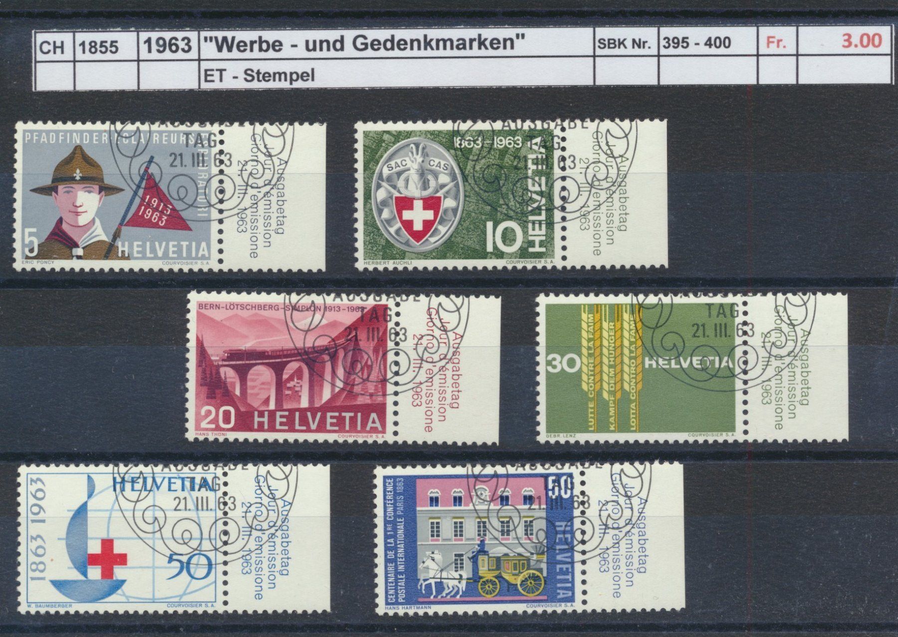 Alle Briefmarken: 1963 "Werbe- und Gedenkmarken", ET - Stempel – Gebraucht aus Winterthur von Zupogeru