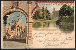 Litho Berlin, Antilopenhaus m. Giraffen,