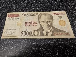 5'000'000 Türk Lirass Banknote 1997 Zustand gut