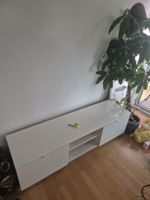 White TV Bench with Shelves and Doors Used