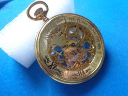 Taschenuhr, Skelettuhr, mechanisch mit Kette