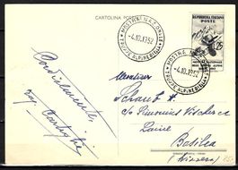 1952 Postkarte FDC "Mostra Alpini" nach Basel