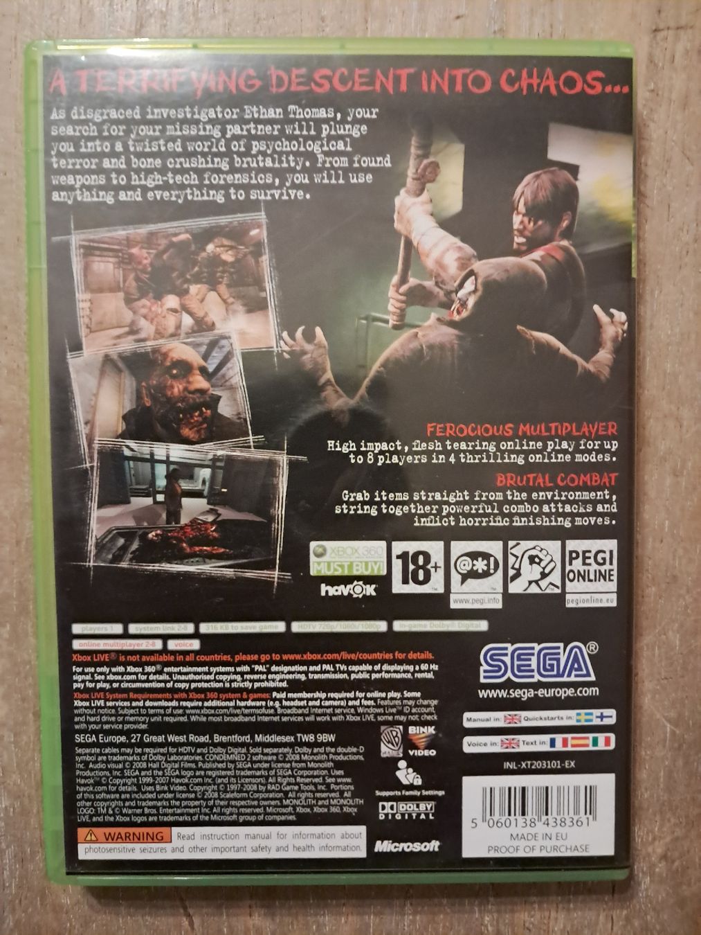 Microsoft Giochi: Condemned 2 - XBox 360 - Uncut – Usato da Eschlikon TG venduto da Rare_Ware 1