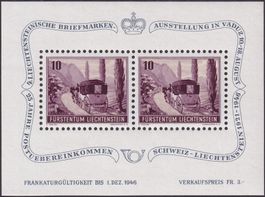 1946, LIECHTENSTEIN, W19 Blockausgabe postfrisch **, K: 70.-