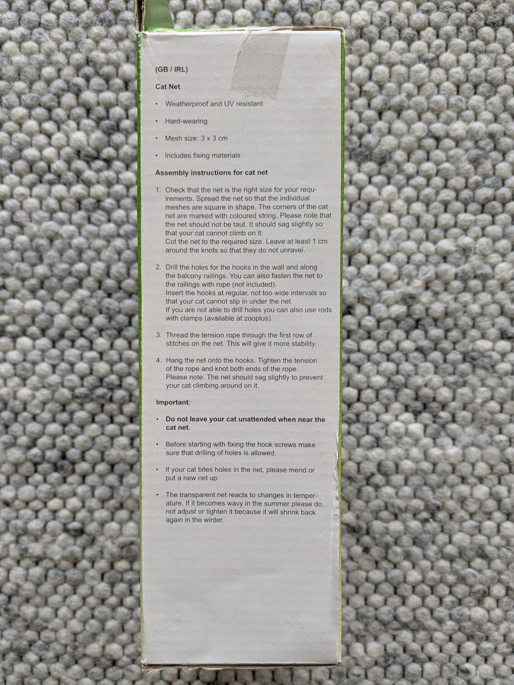 Altro: Katzenschutznetz 8 x 3 m – Nuovo e nell'imballaggio originale da Adlikon b.Regensdf venduto da Edd8 3