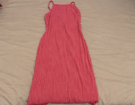 Sommerkleid pink plissiert Trägerkleid gebraucht