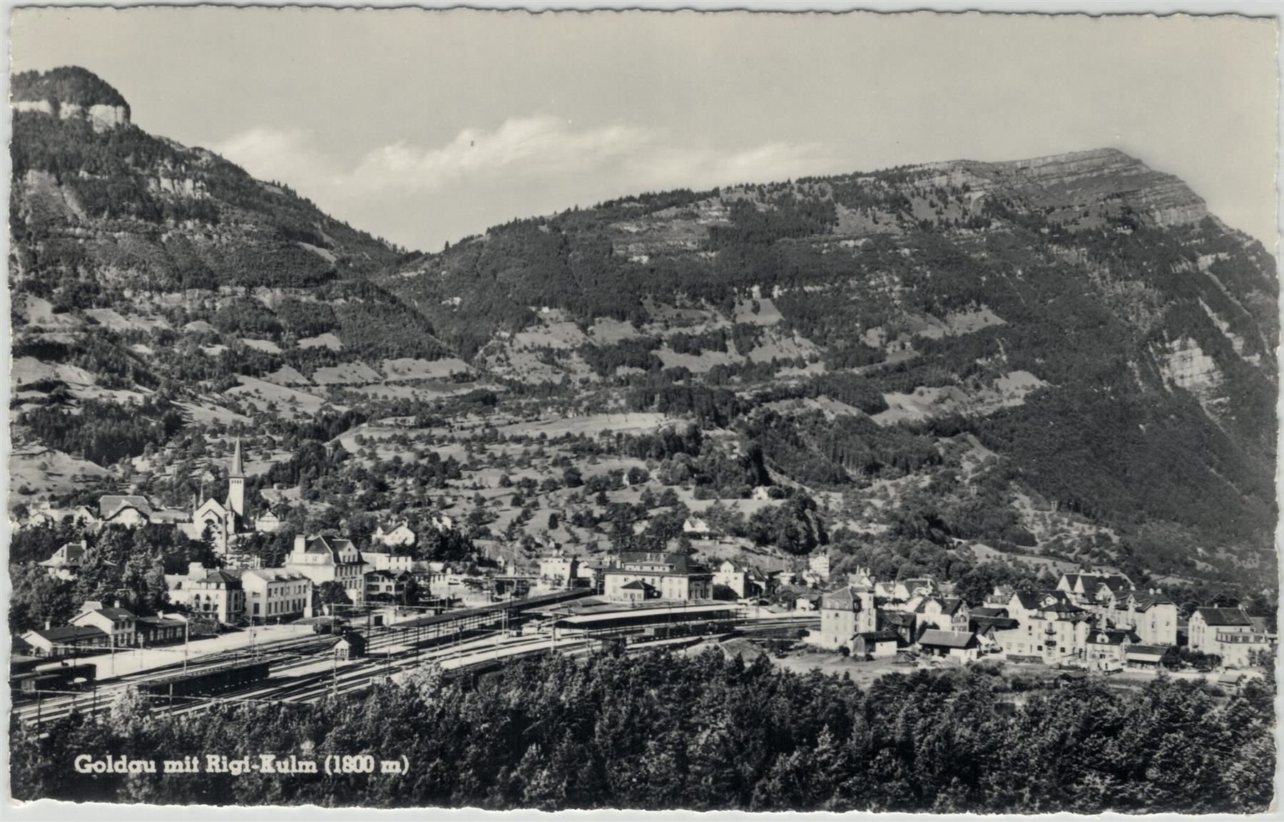 Cartoline postali: E 8 GOLDAU mit Rigi-Kulm 1934 – Usato da Fribourg venduto da philafri