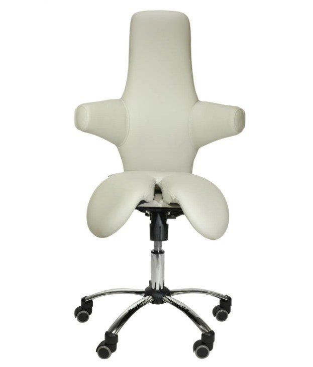 Sedie: Sattelsitz WEISS Multi-Rückenlehne mit Wippmechanik – Nuovo e nell'imballaggio originale da Schaffhausen venduto da Praxis-Nova 1