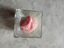 Rosa stabilizzata in cubo di vetro