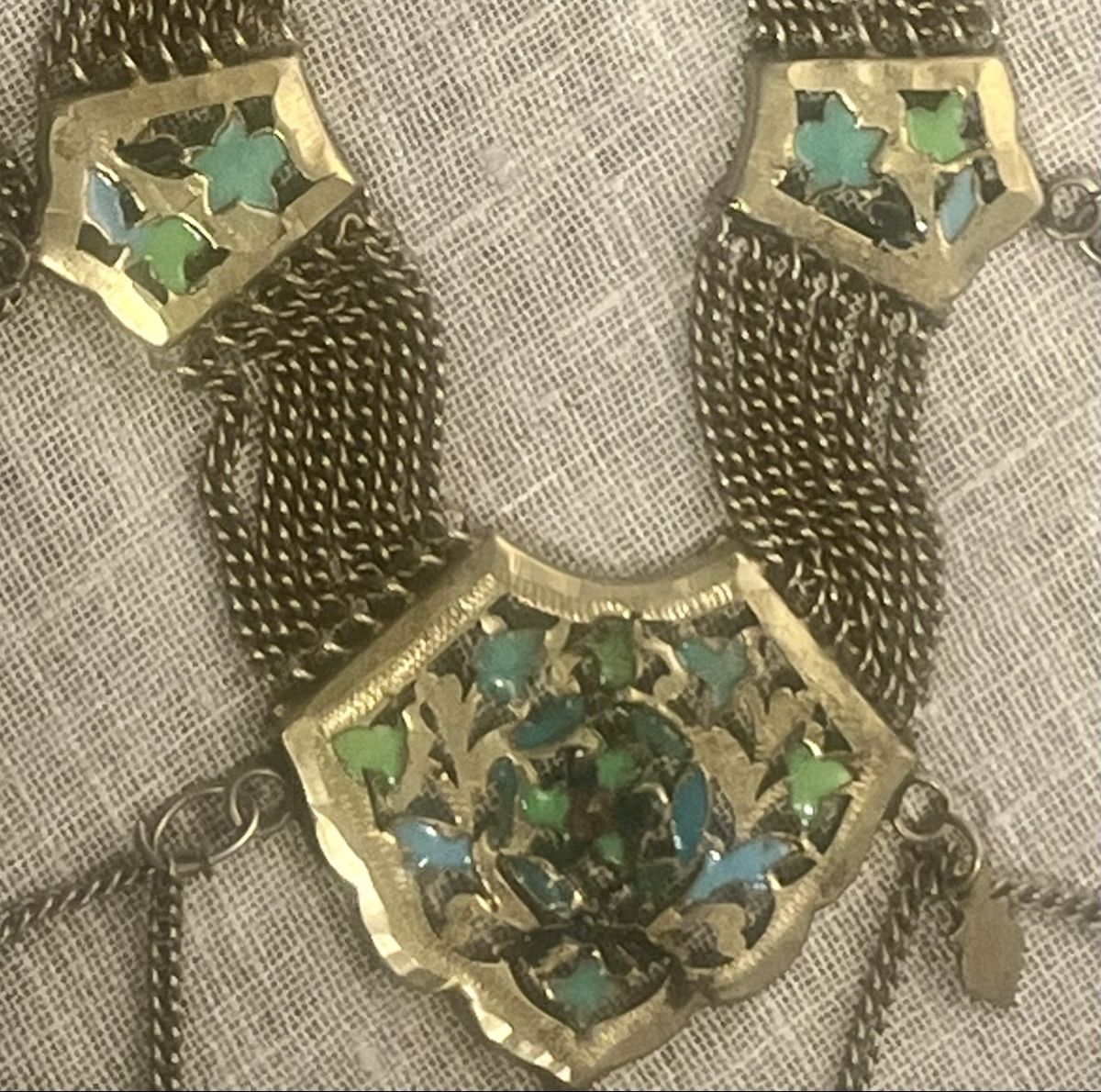 Catenine: Collier Vintage Oriental Laiton Email Multichaines Superbe – Usato da Genève venduto da DELIRBEADS 6