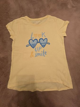 T-Shirt gelb mit Aufdruck, Gr. 128