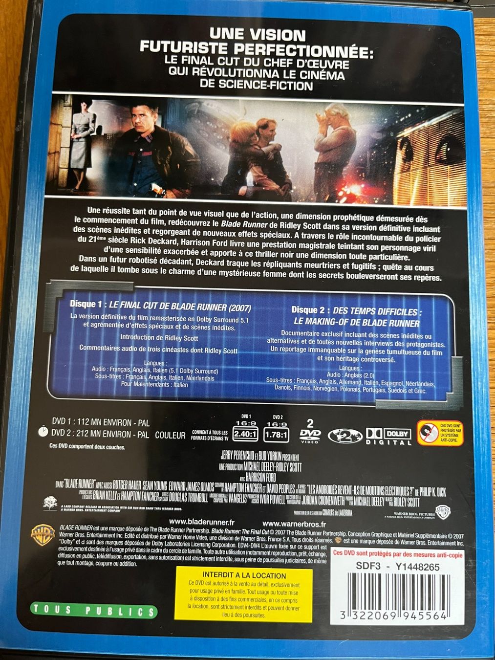 Tutti i DVDs: Blade Runner (1982, Final Cut 2 DVD, Ridley Scott) – Usato da Vevey venduto da zecollector 1