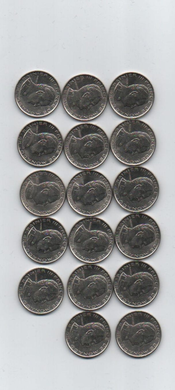 Tutti le monete: Monaco 1 Franken 1975, 17 Stück – Usato da Allschwil venduto da phi_65my 1