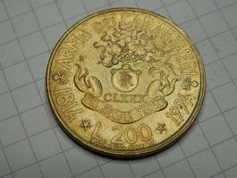 Italien 200 Lire, 1994 180 Jahre Carabinieri (1814-1994)