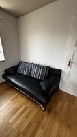 Schlafsofa schwarz Kunstleder Metall Chrom
