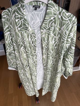 Bluse Kurzarm Damen Grösse M Blattmuster grün