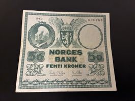 NORWEGEN. 50 Kroner 1960. 32c