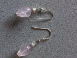Rosenquarz Ohrhänger Silber 925