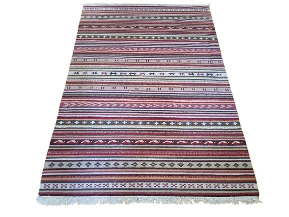 Tappeti: Tapis à rayures, tons rouges et ocres – Usato da Vevey venduto da Nirgal