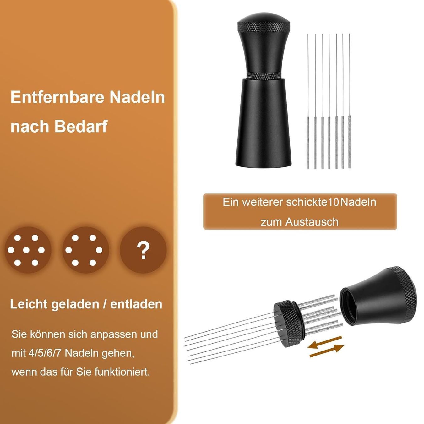Macchine per caffè & Macchine per espresso: Wdt Tool Kaffee Distributor mit Ständer mit 7 Espresso Nadel – Nuovo (secondo la descrizione) da Thun venduto da thunshop 3