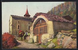 St. Anton, Ortspartie mit Mann und Mault