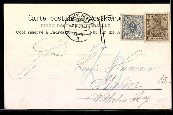 Cartoline postali: Litho Basel, Ortsansicht mit Wettsteinbr – Usato da Berlin venduto da bartko-reher 1