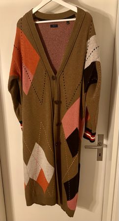 Strick Cardigan Damen Gr. S Braun Rauten Herbst Winter GANT