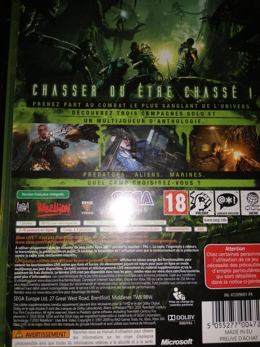 Sega Spiele: Alien vs Predator XBox 360 – Gebraucht aus Eschlikon TG von Redrum 2
