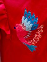 Magnifique sweat-shirt rouge DPM top broderie perroquet 10a