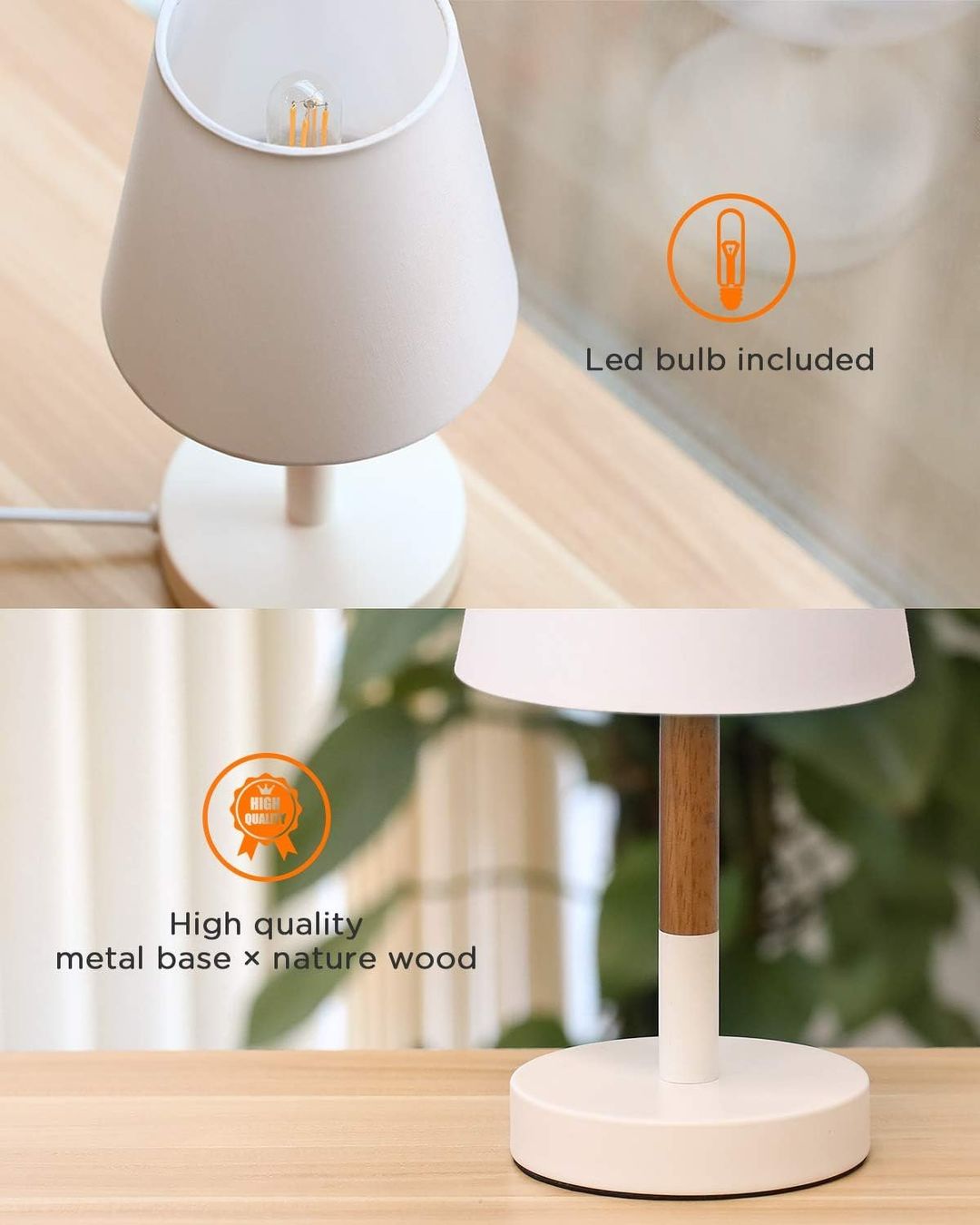 Lampade: 2er Set LED Nachttischlampe aus Holz – Nuovo e nell'imballaggio originale da Nuglar venduto da SaleRitter 4