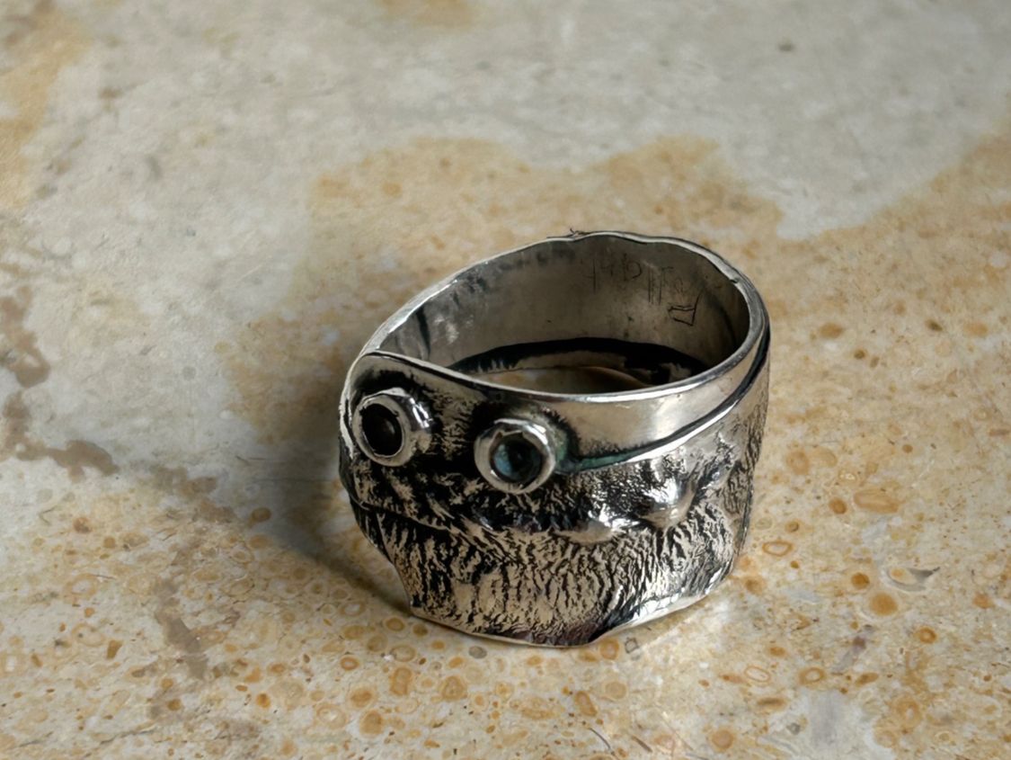 Ringe: Silberring DESIGNER hellblaue Steinli (63) – Gebraucht aus Dittingen von Bijoubelle