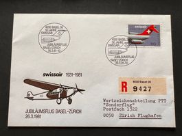 Swissair Jubiläums-Flug Basel-Zürich 1981  (R93)