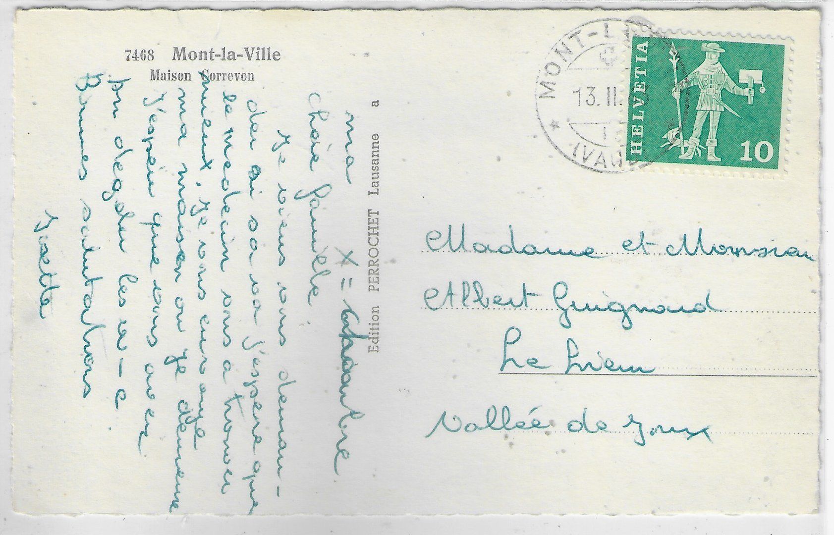 Cartoline postali: Mont-la-Ville - Maison Correvon – Usato da Ettingen venduto da Kartenplanet 1