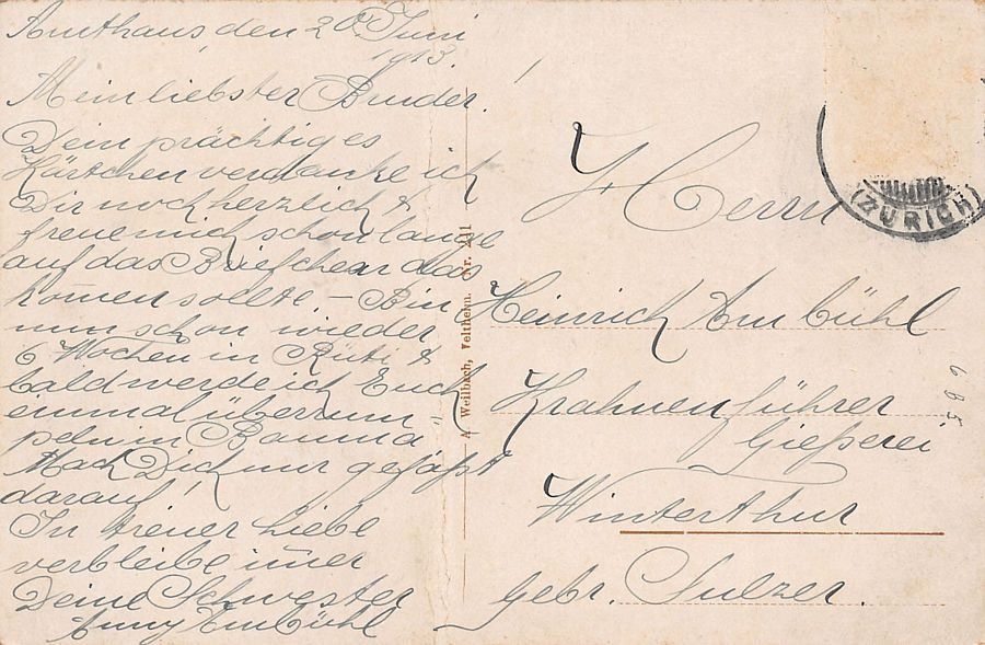 Cartoline postali: Rüti ZH, gelaufen 1910 – Usato da Frauenfeld venduto da POML 1