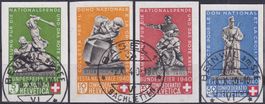 1940, B8-B11 Ausschnitte vom Bundesfeierblock, Luxus! 500.-