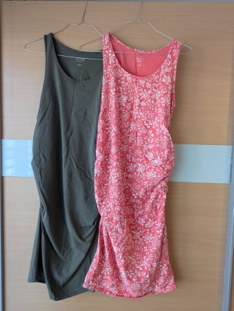 2 Umstands-Sommerkleider Gr. L, khaki & coral 🌸🤰