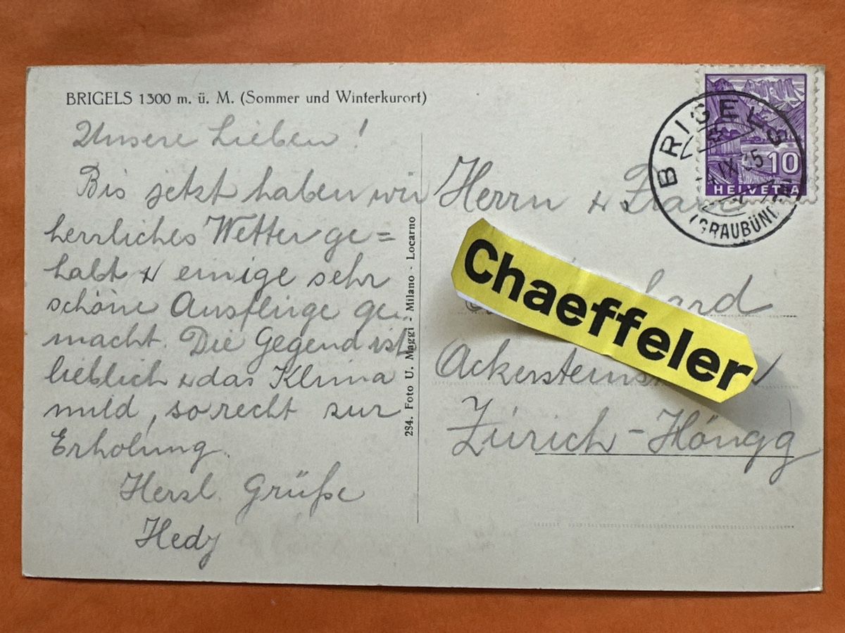 Cartoline postali: Brigels GR- Sommer/Winterkurort – Difettoso da Zürich venduto da Chaeffeler 1