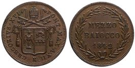 Italien, Rom, 1/2 Baiocco 1842