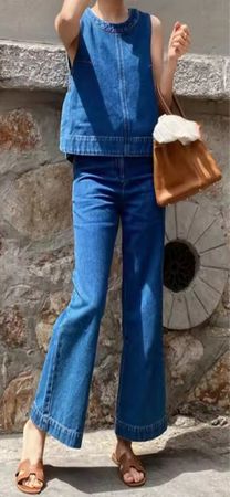 Jeans Top mit Hosen Set